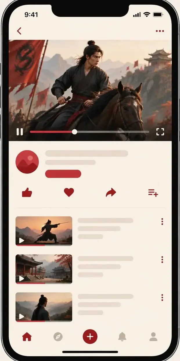 久久影视App 界面预览:高清播放,进度自动续